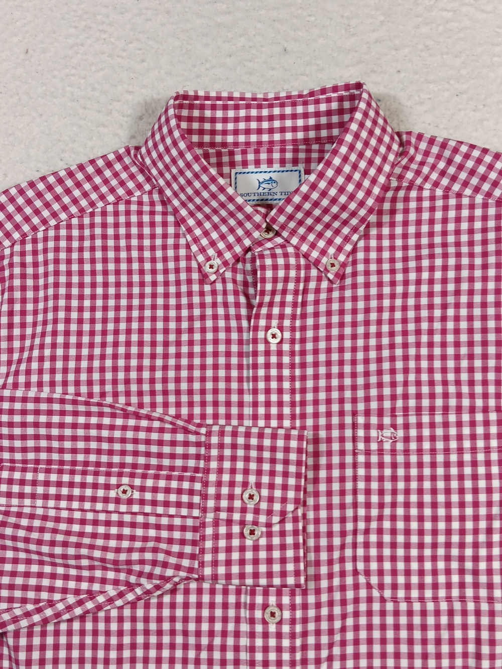 Southern Tide Shirt Mens Medium Intercoastal Gingham Plaid Long Sleeve Nylon
